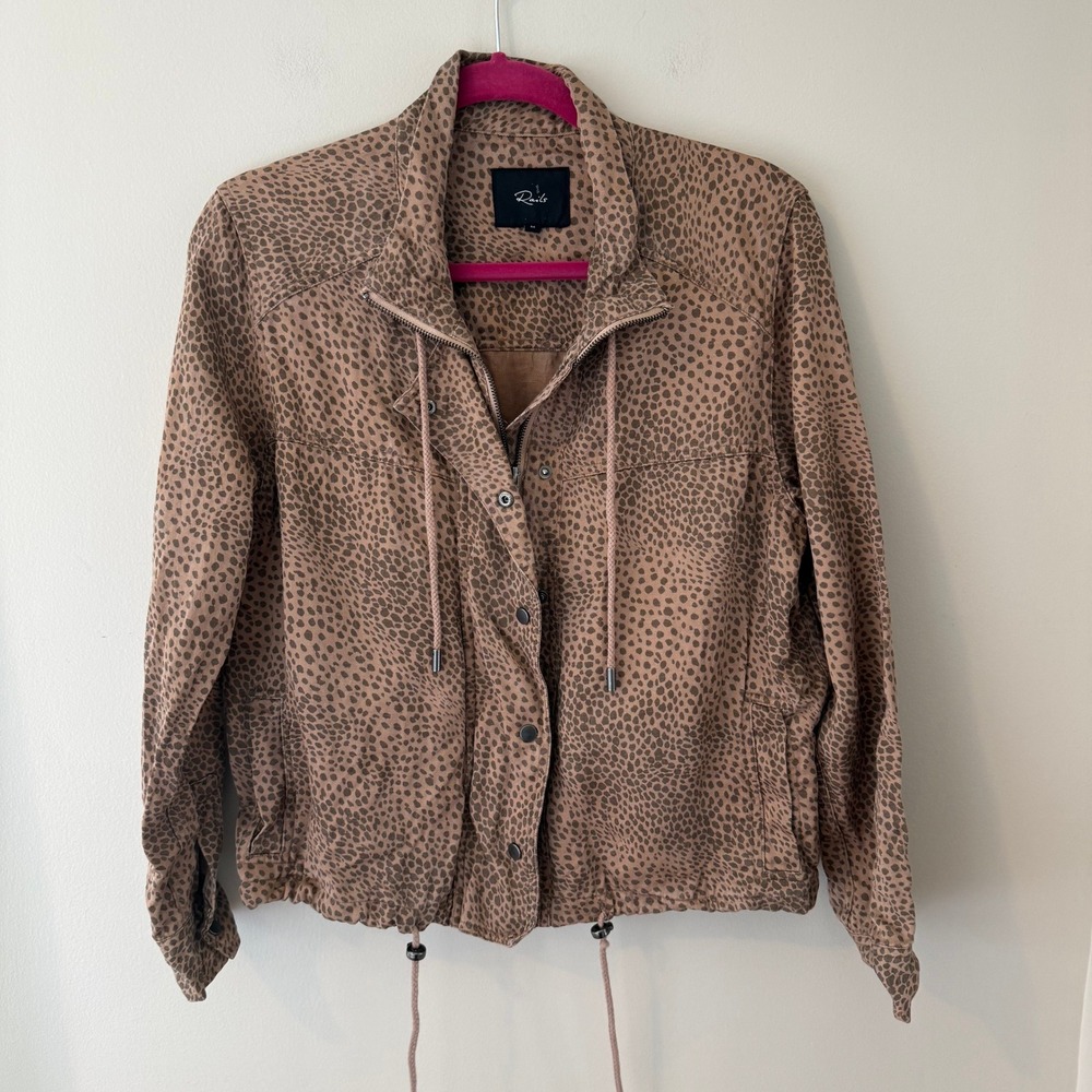 Rails Tennessee Tawny Spots Cheetah Print Linen Blend Utility Jacket Medium